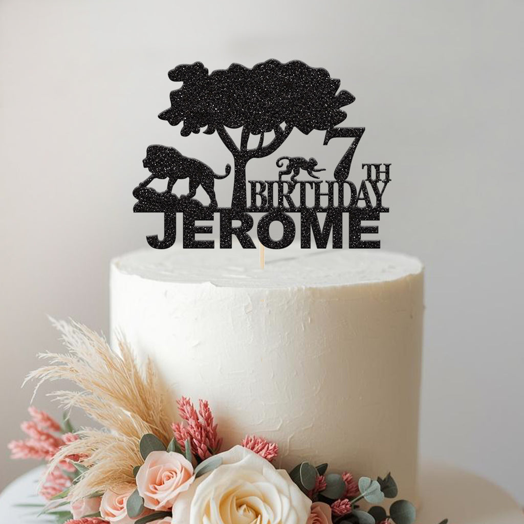 Personalised Jungle Tree Cake Topper – Name & Age - view 2