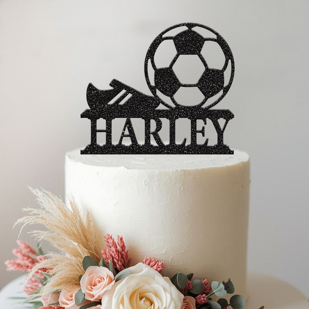 Personalised Football Boot and Ball Cake Topper – Name - view 2