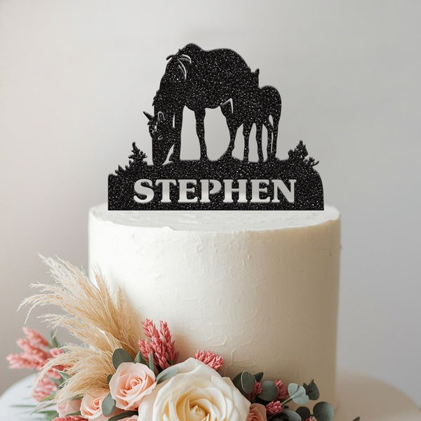 Personalised Horse and Foal Cake Topper – Name - view 2
