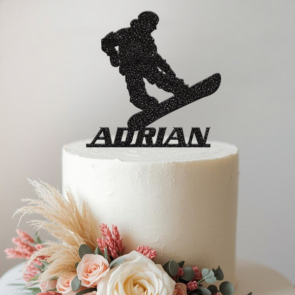Personalised Snowboarder Cake Topper – Name - view 2