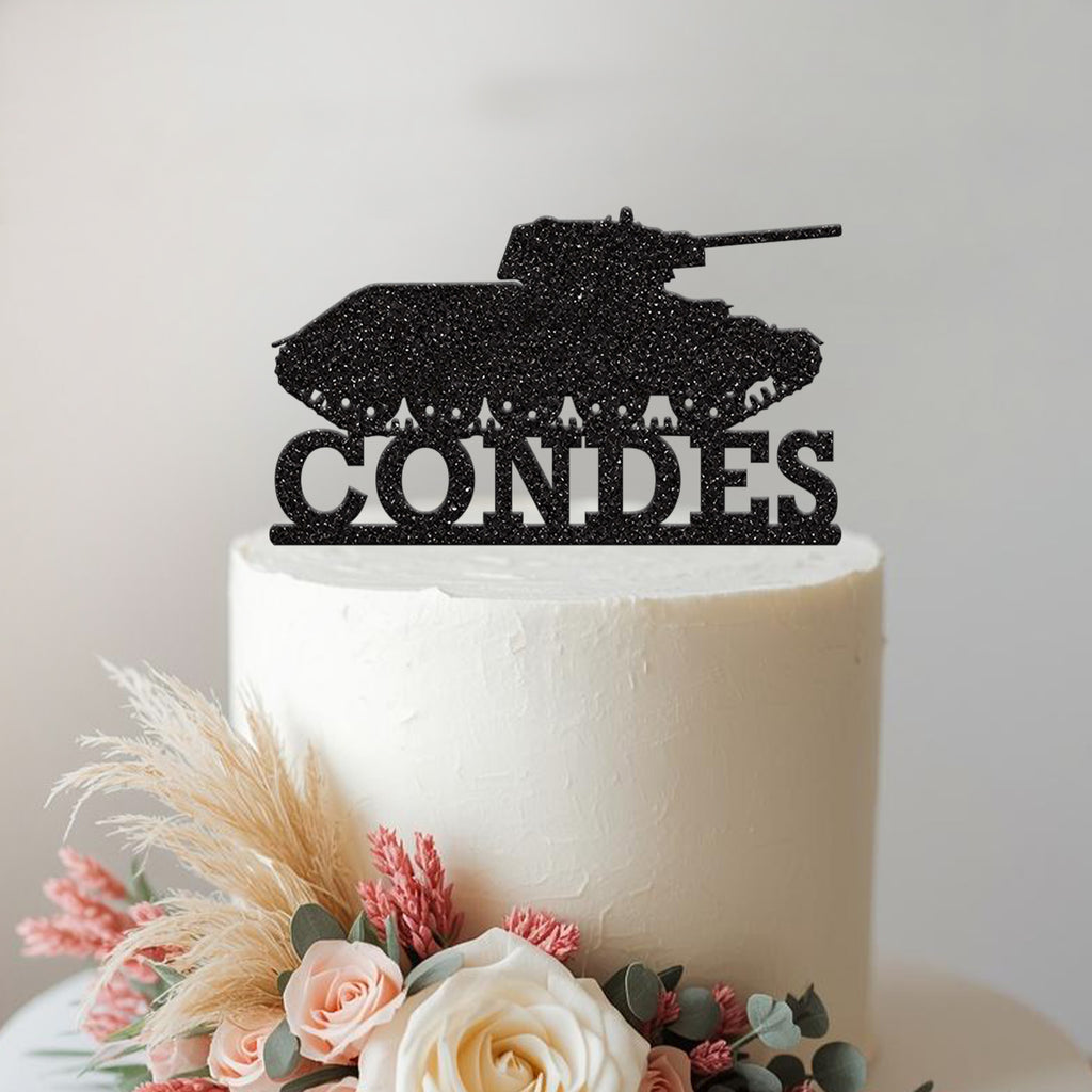Personalised Tank Cake Topper – Name - view 2