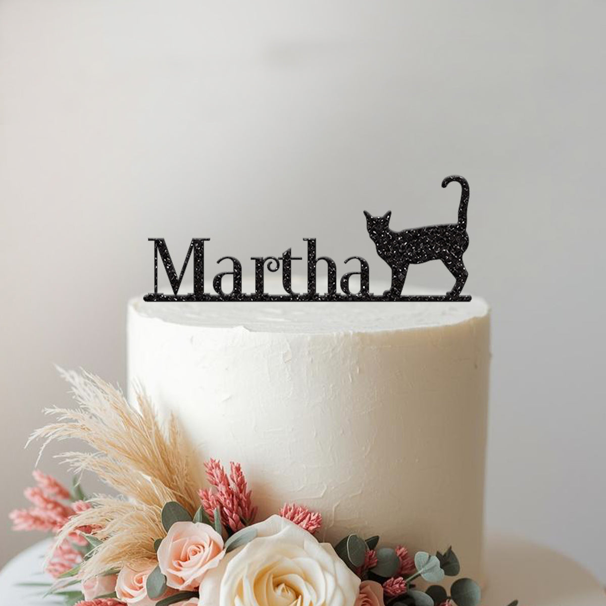 Personalised Standing Cat Cake Topper – Name - view 2 Main image
