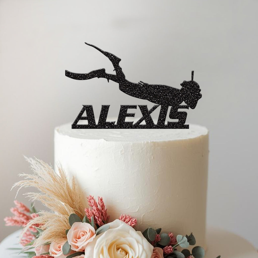 Personalised Snorkeller Cake Topper – Name - view 2