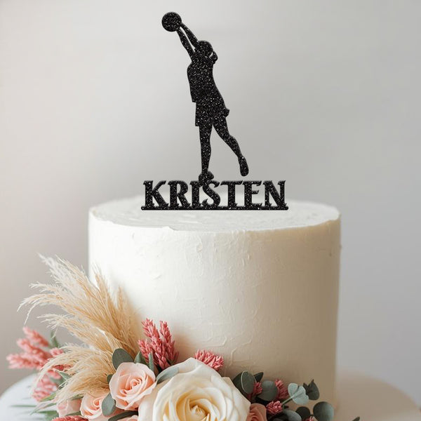 Personalised Netball Player Cake Topper – Name - view 2