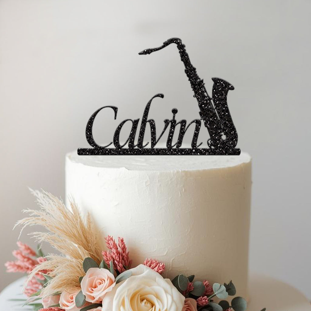 Personalised Saxophone Cake Topper with Name - view 2