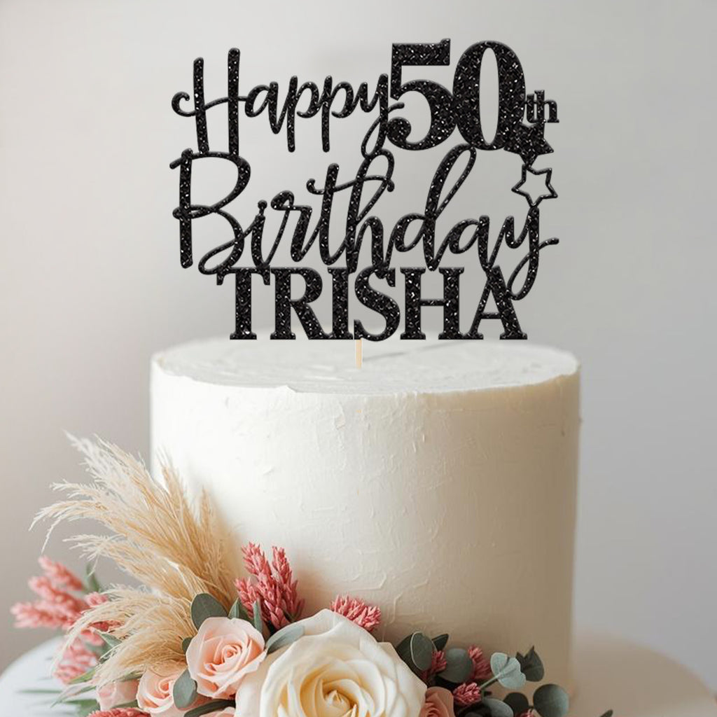 Personalised Birthday Stars Cake Topper Any Age and Name - view 2