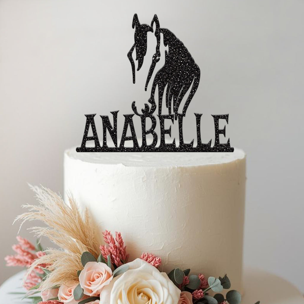 Personalised Horse Head Cake Topper with Name - view 2