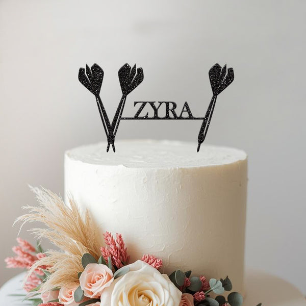 Personalised Darts Cake Topper with Name - view 2