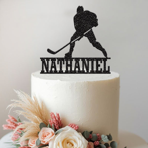 Personalised Ice Hockey Cake Topper with Name - view 2