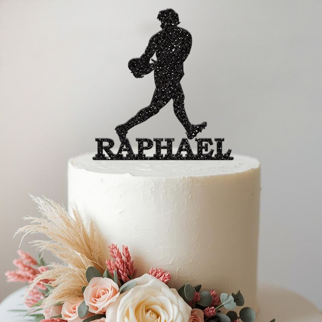 Personalised Rugby Player Cake Topper with Name - view 2