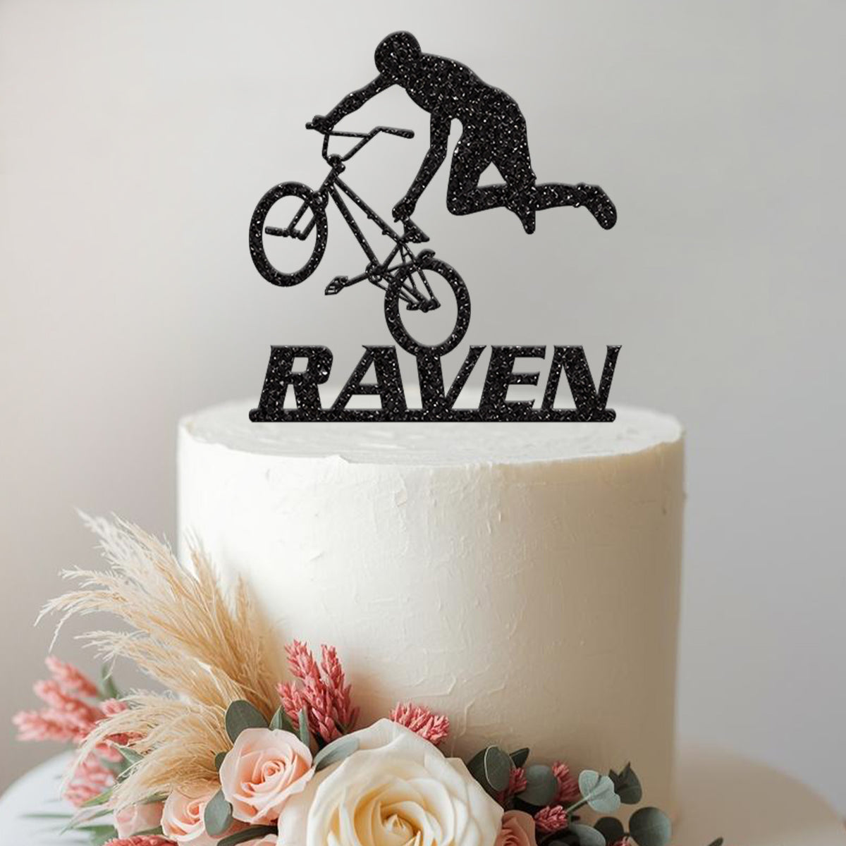 Personalised BMX Rider Cake Topper with Name - view 2 Main image