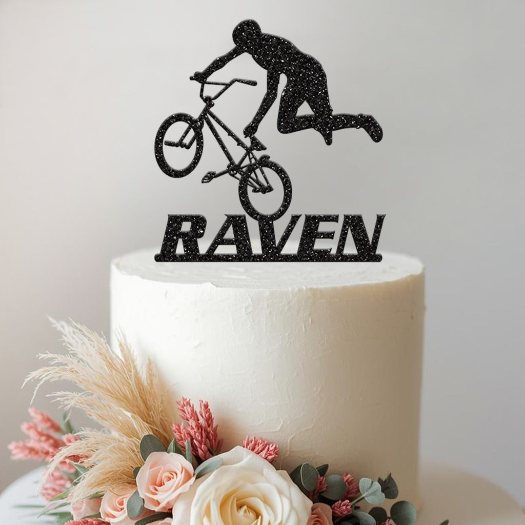 Personalised BMX Rider Cake Topper with Name - view 2
