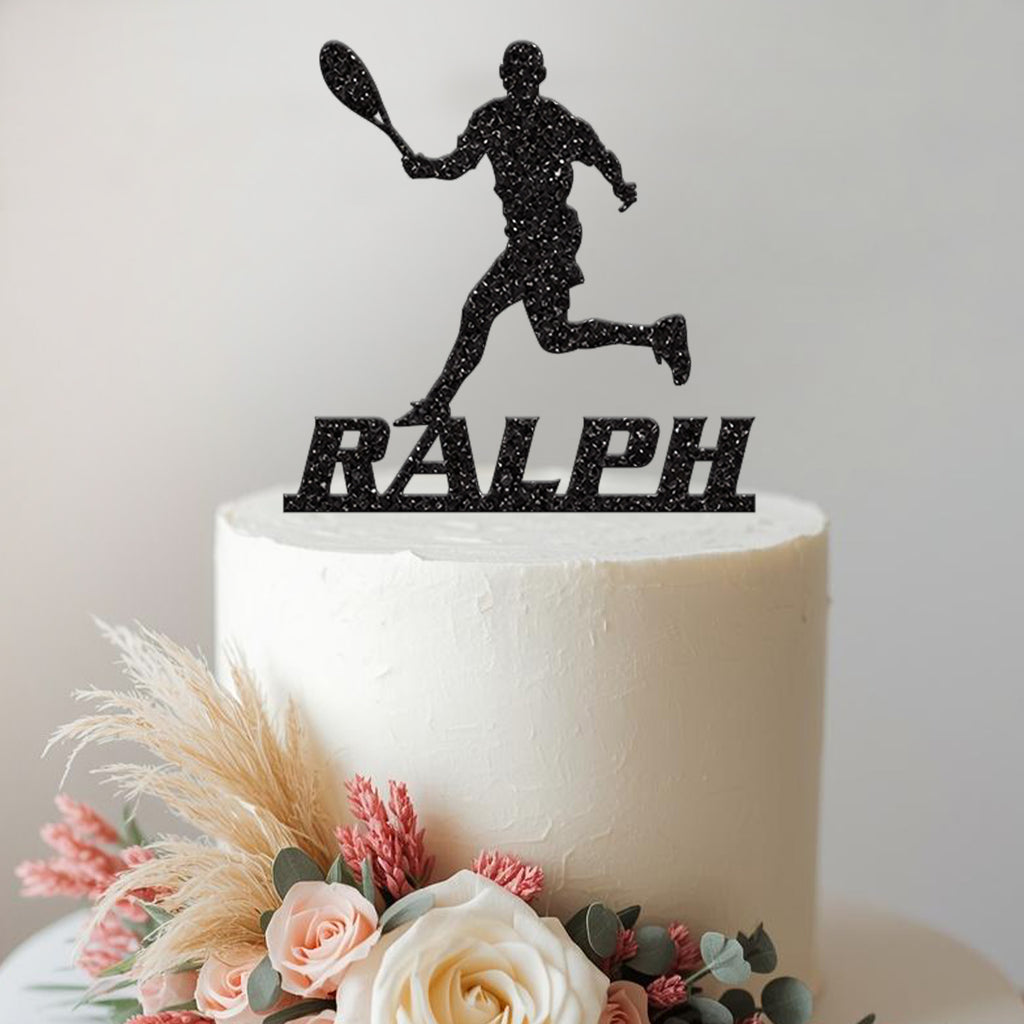 Personalised Racket Sports Cake Topper with Name - view 2
