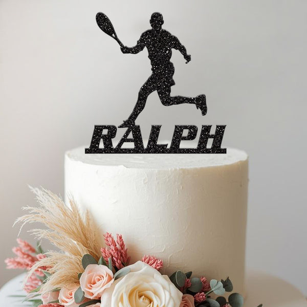 Personalised Racket Sports Cake Topper with Name - view 2
