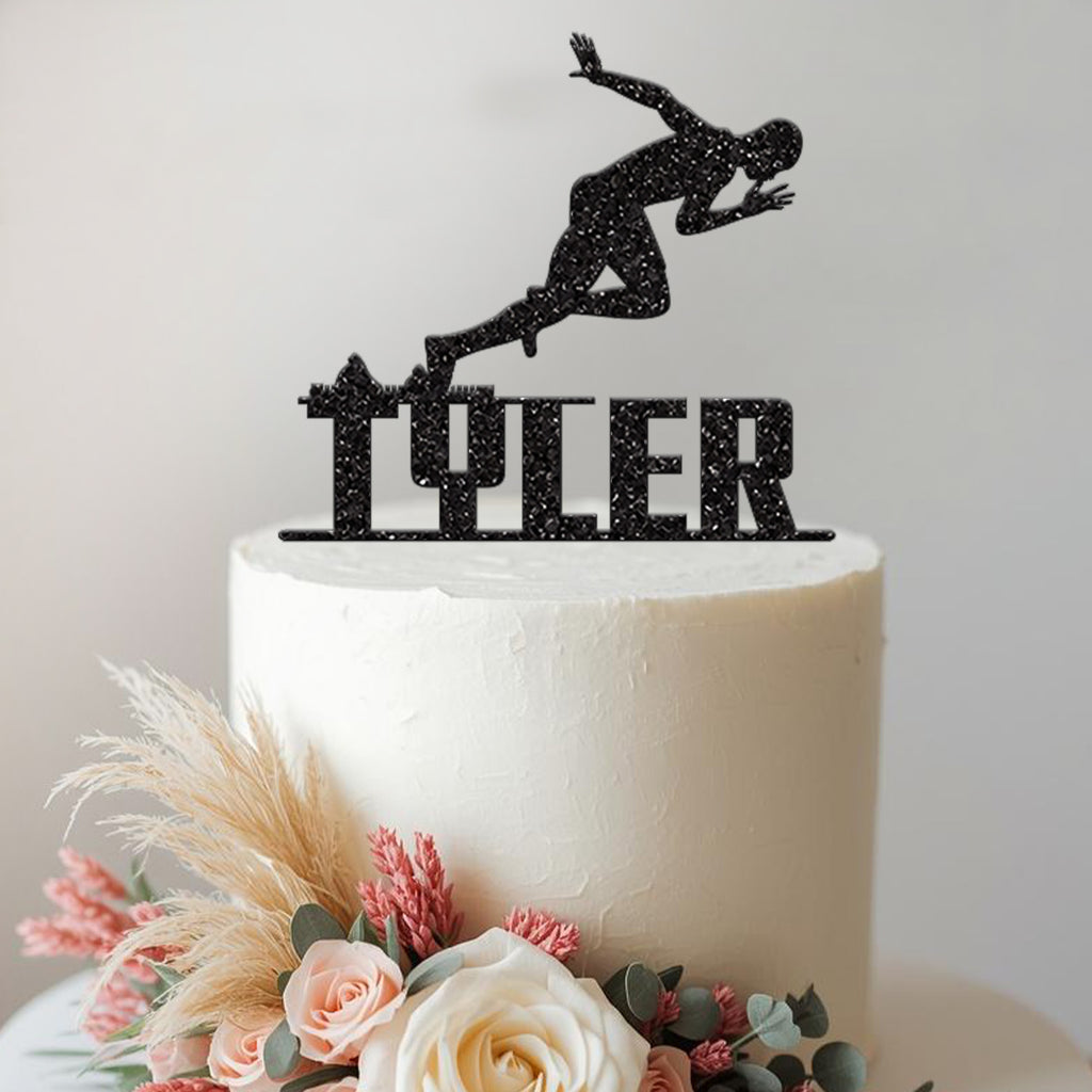 Personalised Runner Cake Topper with Name - view 2