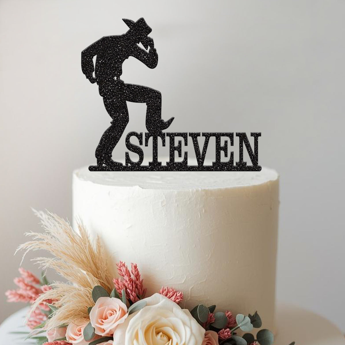 Personalised Dancing Cowboy Cake Topper with Name - view 2