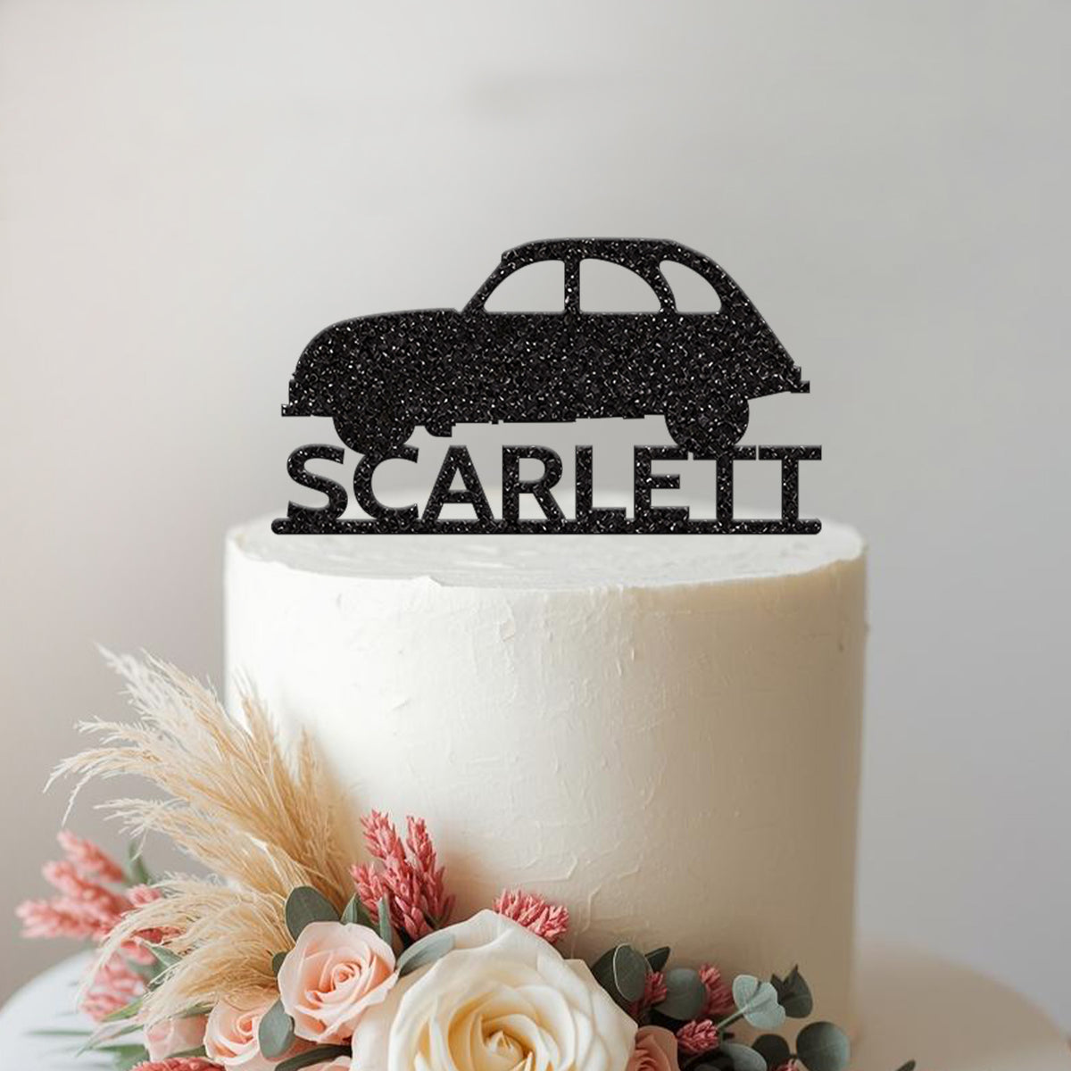 Personalised Retro Car Cake Topper with Name - view 2 Main image