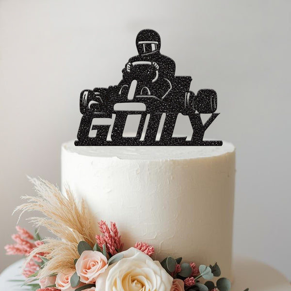 Personalised Go Kart Racing Cake Topper with Name - view 2