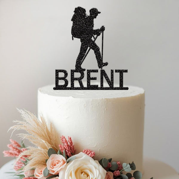 Personalised Hiking Cake Topper with Name - view 2