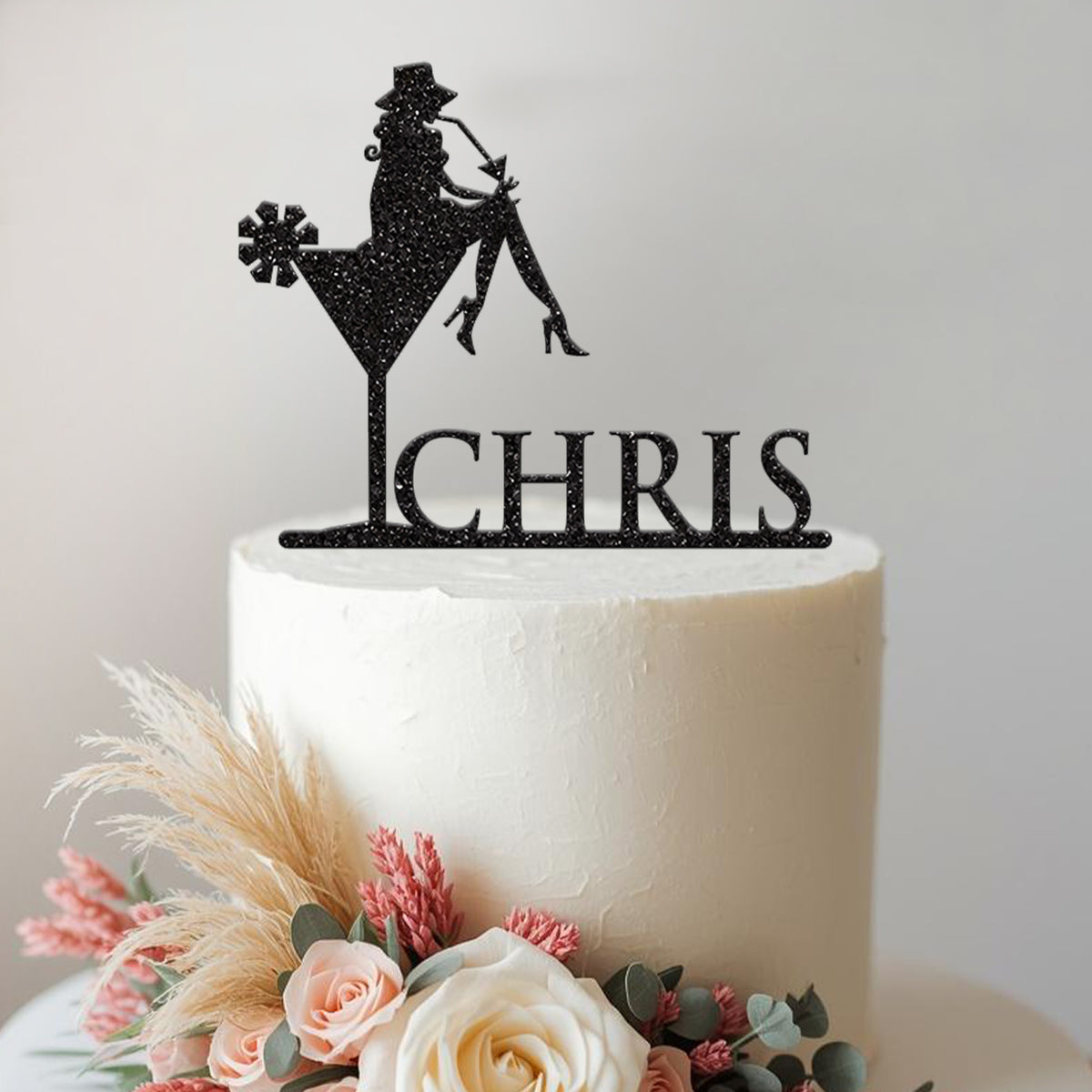 Personalised Cocktail Girl Cake Topper with Name - view 2