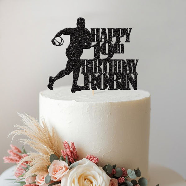 Personalised Rugby Player Birthday Cake Topper Any Age and Name - view 2