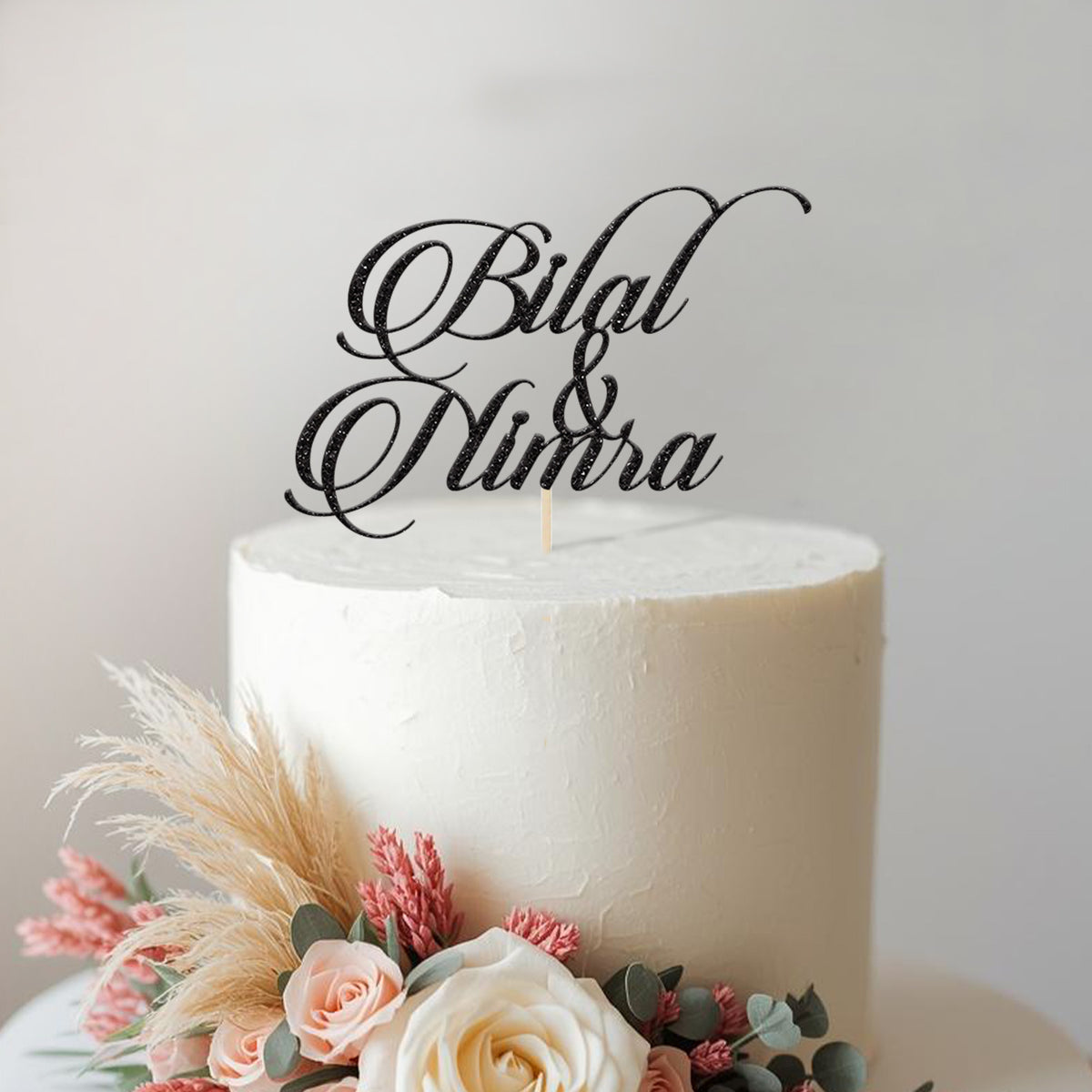 Personalised Elegant Couple Names Wedding Cake Topper - view 2 Main image