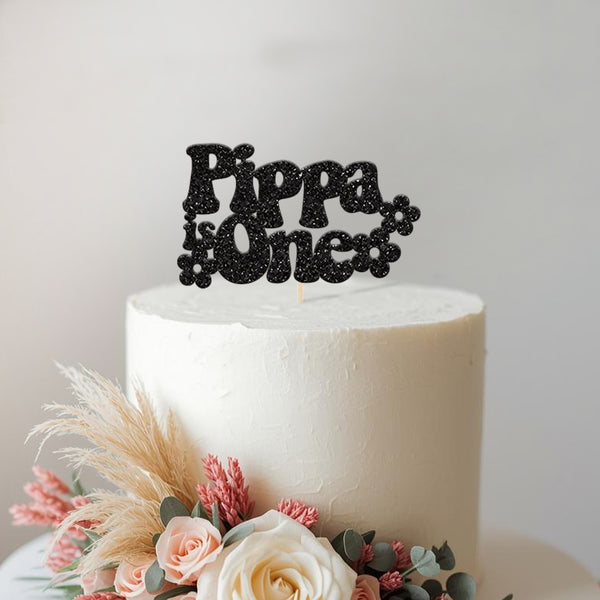 Personalised Retro Flowers First Birthday Cake Topper with Name - view 2
