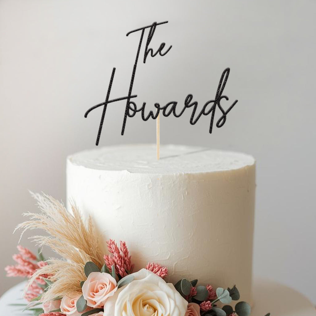 Personalised Family Name Script Wedding Cake Topper – Surname - view 2