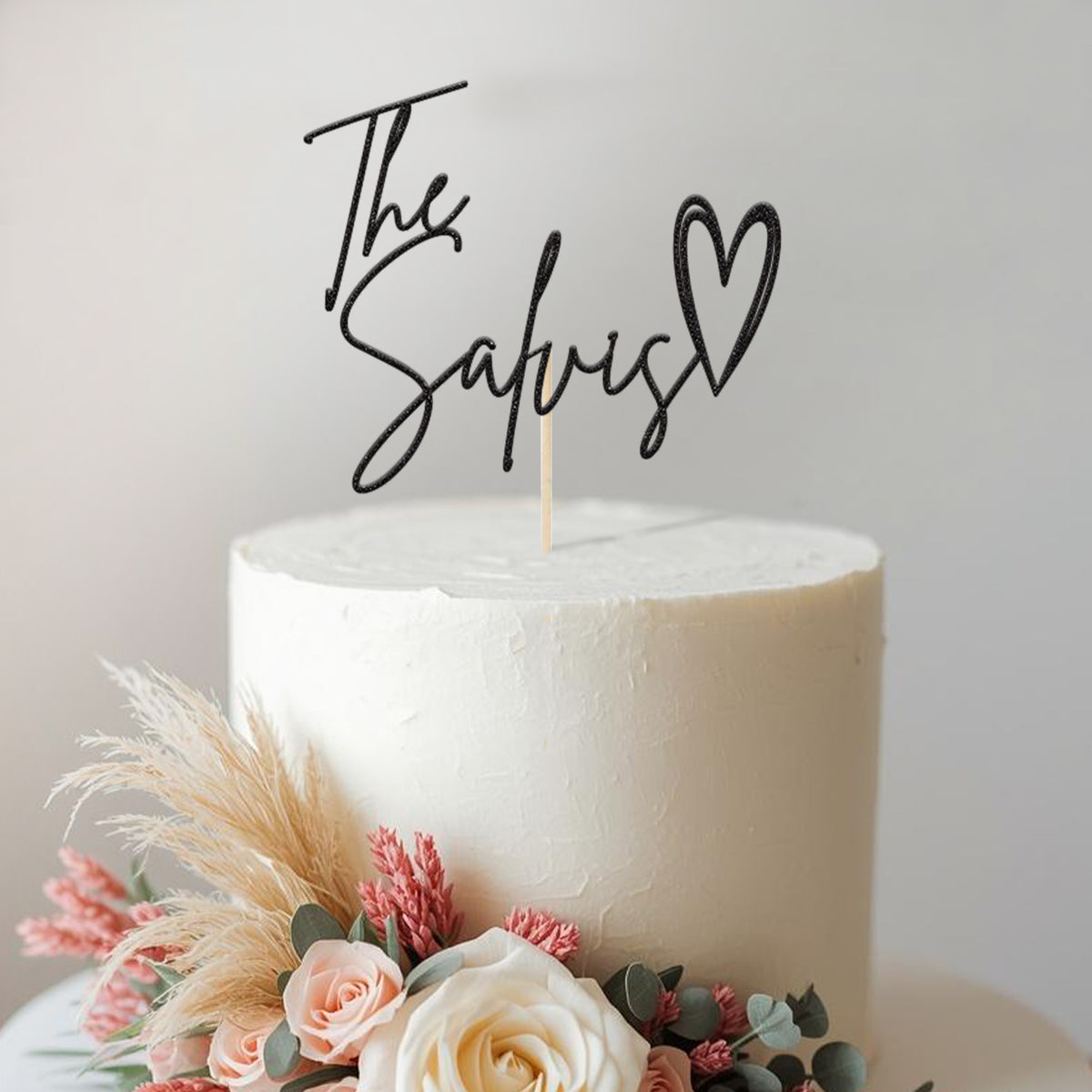 Personalised Family Surname Heart Wedding Cake Topper - view 2