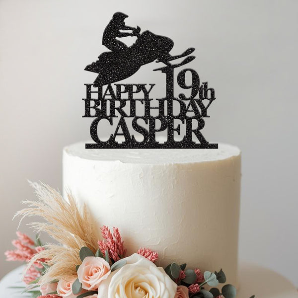 Personalised Snowmobile Birthday Cake Topper Any Age and Name - view 2
