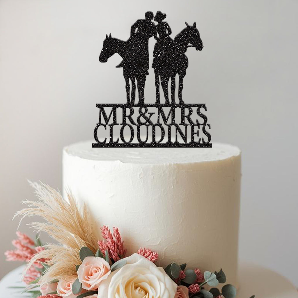 Personalised Guitarist Couple Surname And Date Wedding Cake Topper - view 2