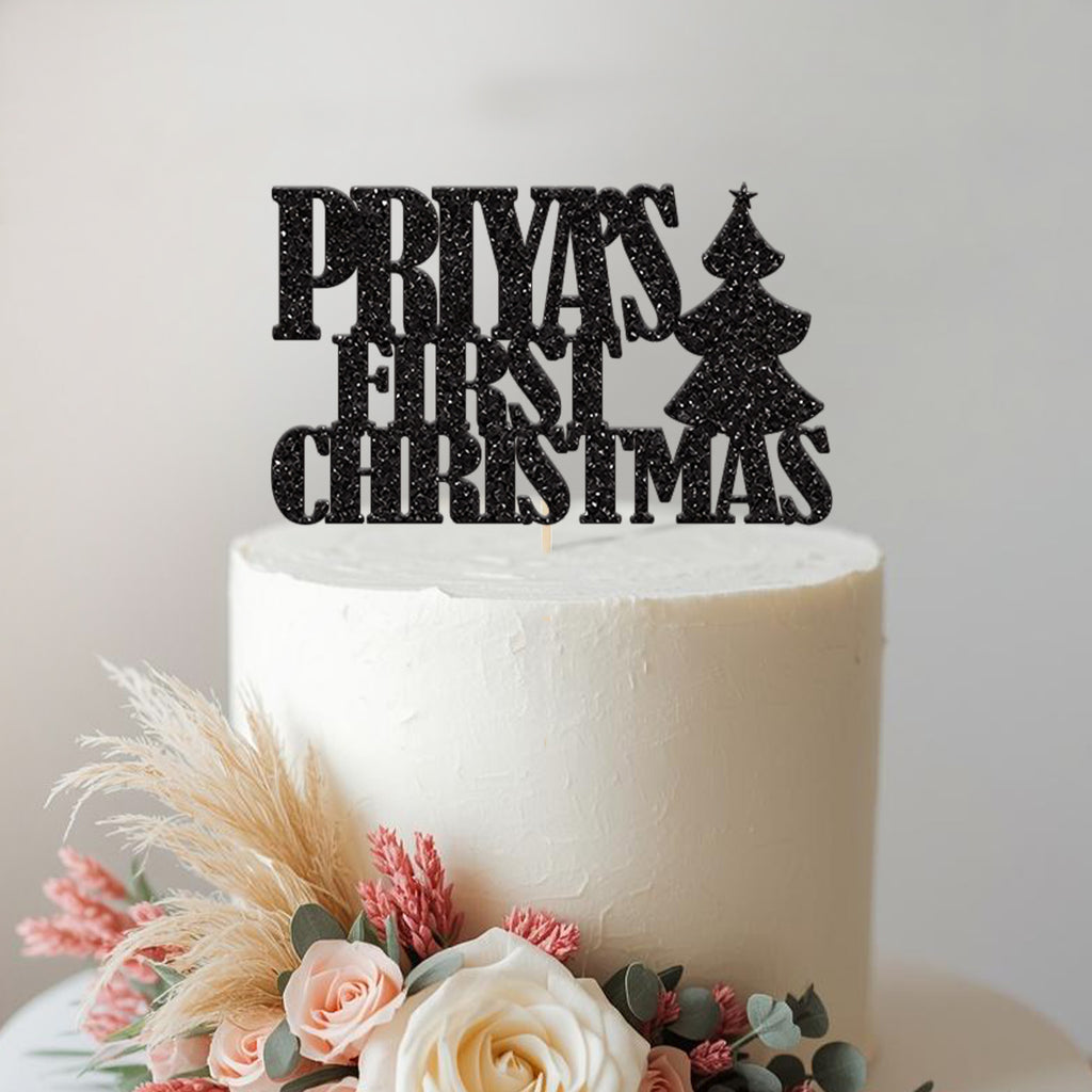 Personalised First Christmas Tree Cake Topper with Name - view 2