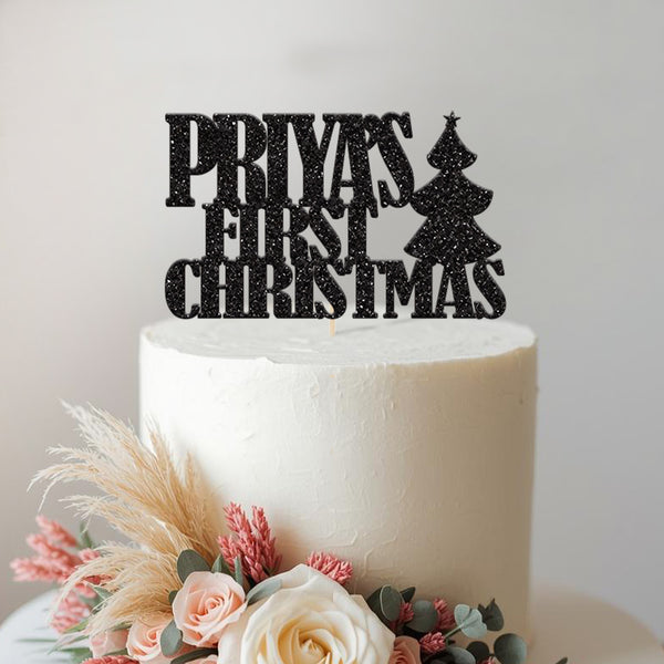 Personalised First Christmas Tree Cake Topper with Name - view 2