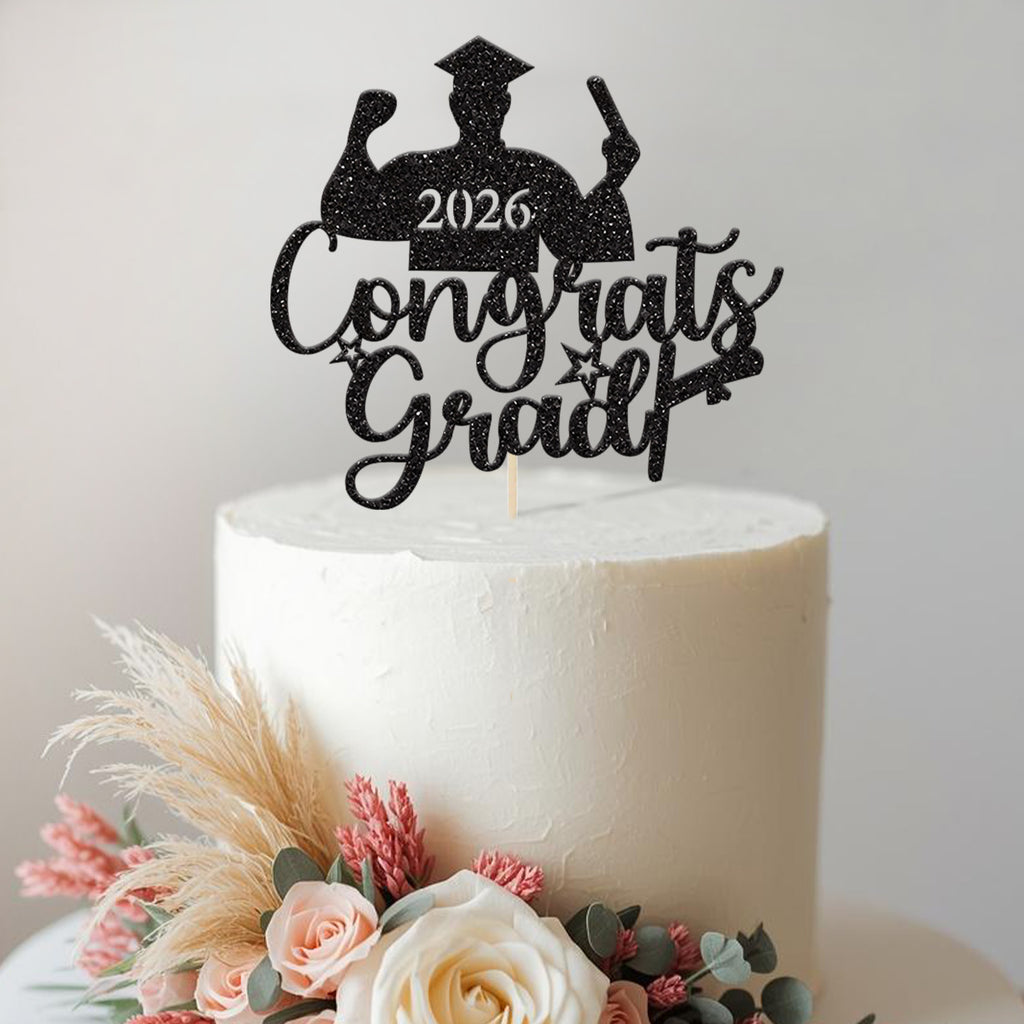 Personalised Congrats Grad Cake Topper with Graduation Year - view 2