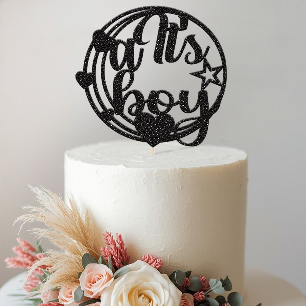 It Is a Boy Circle Baby Shower Cake Topper - view 2 Main image