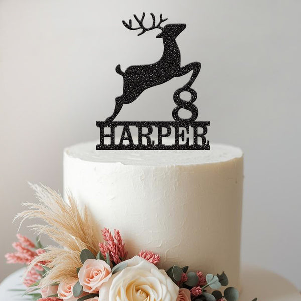 Personalised Reindeer Birthday Cake Topper Any Age and Name - view 2