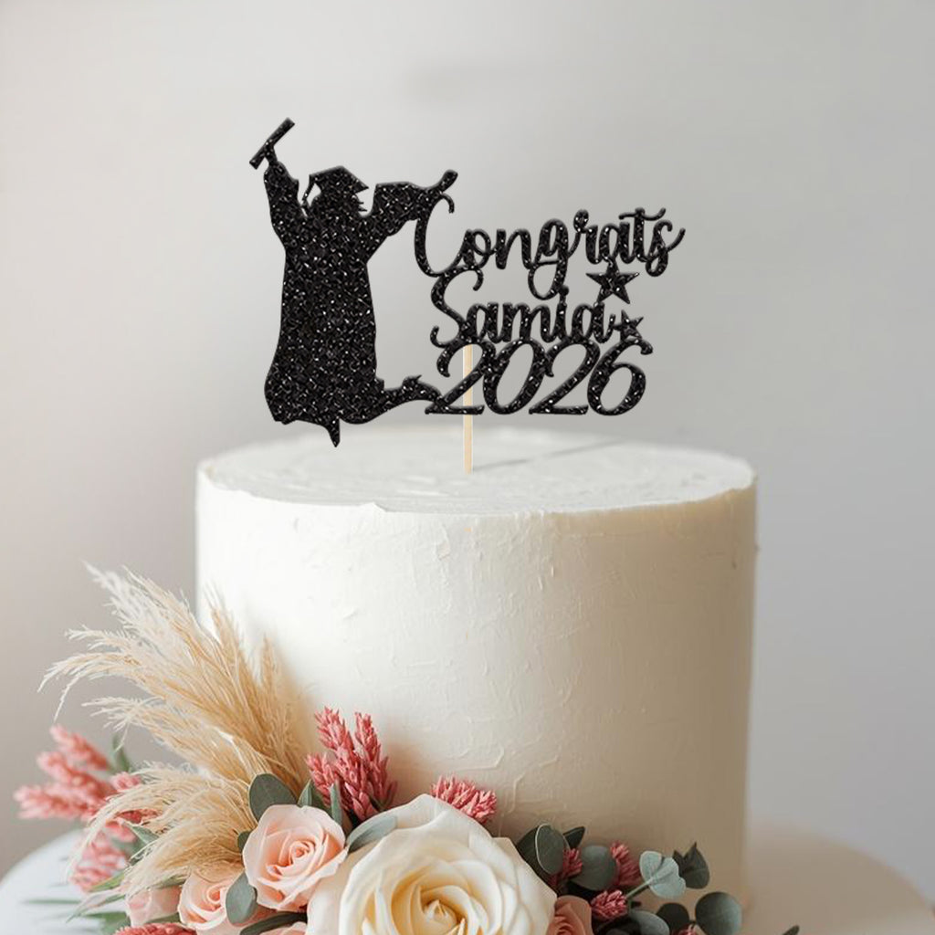Personalised Graduation Congratulations Cake Topper with Name and Year - view 2