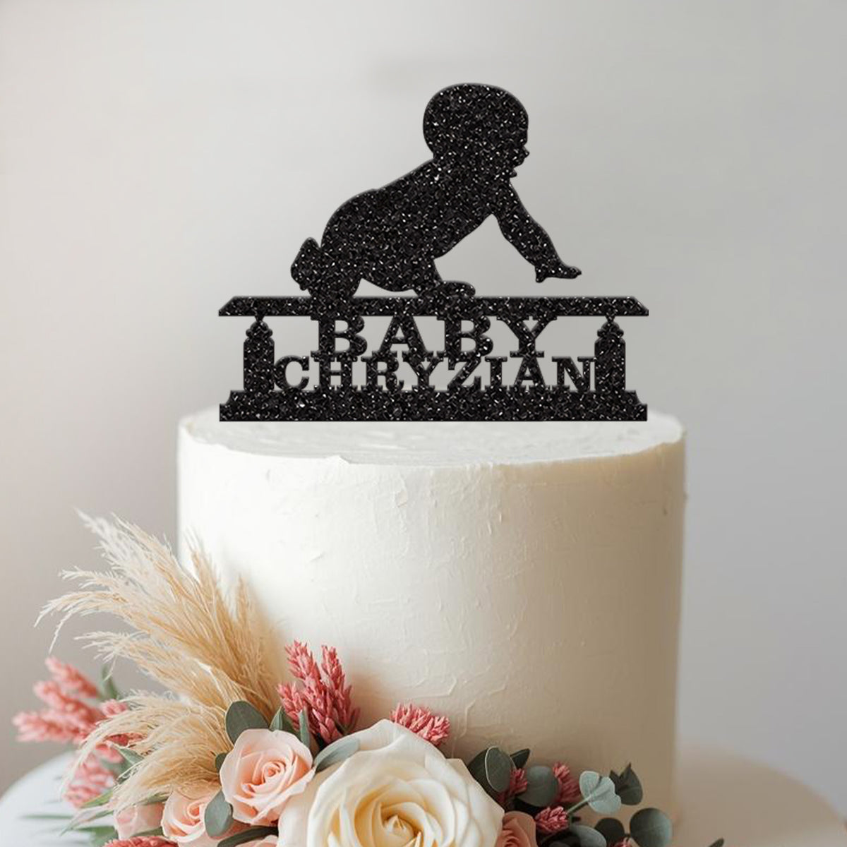 Personalised Crawling Baby Cake Topper with Name - view 2 Main image