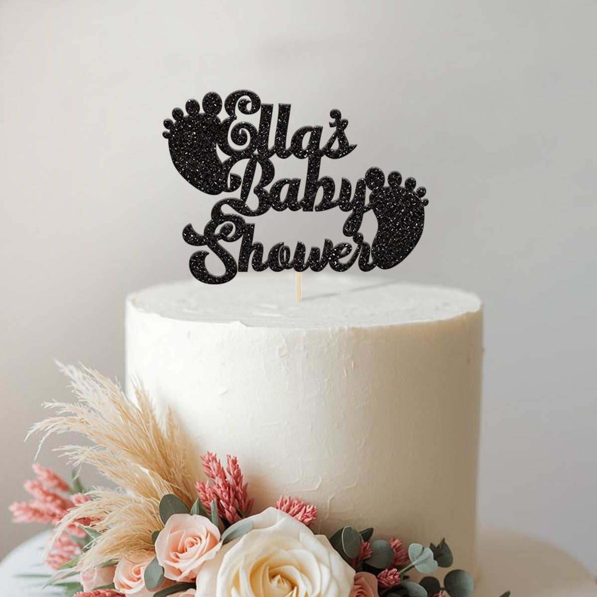 Personalised Baby Feet Baby Shower Cake Topper with Name - view 2