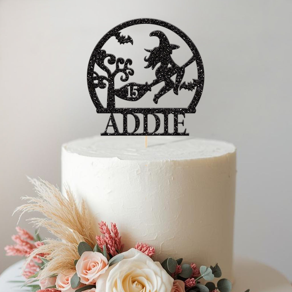 Personalised Halloween Witch Birthday Cake Topper Any Age and Name - view 2