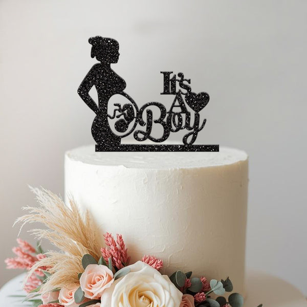 It Is a Boy Expecting Mother Baby Shower Cake Topper - view 2