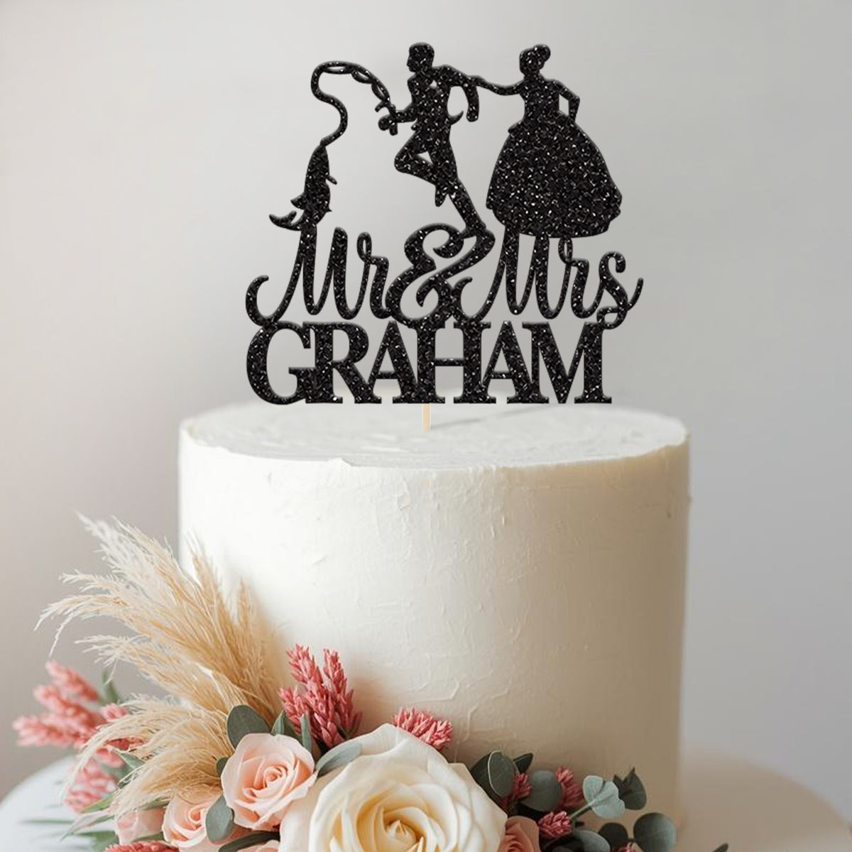Personalised Fishing Couple Wedding Cake Topper with Surname - view 2