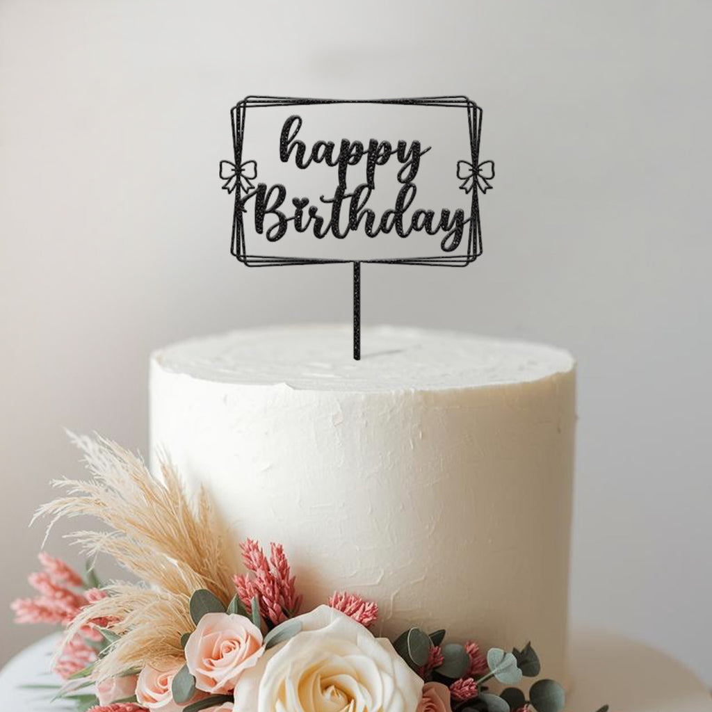 Happy Birthday Ribbon Frame Cake Topper - view 2