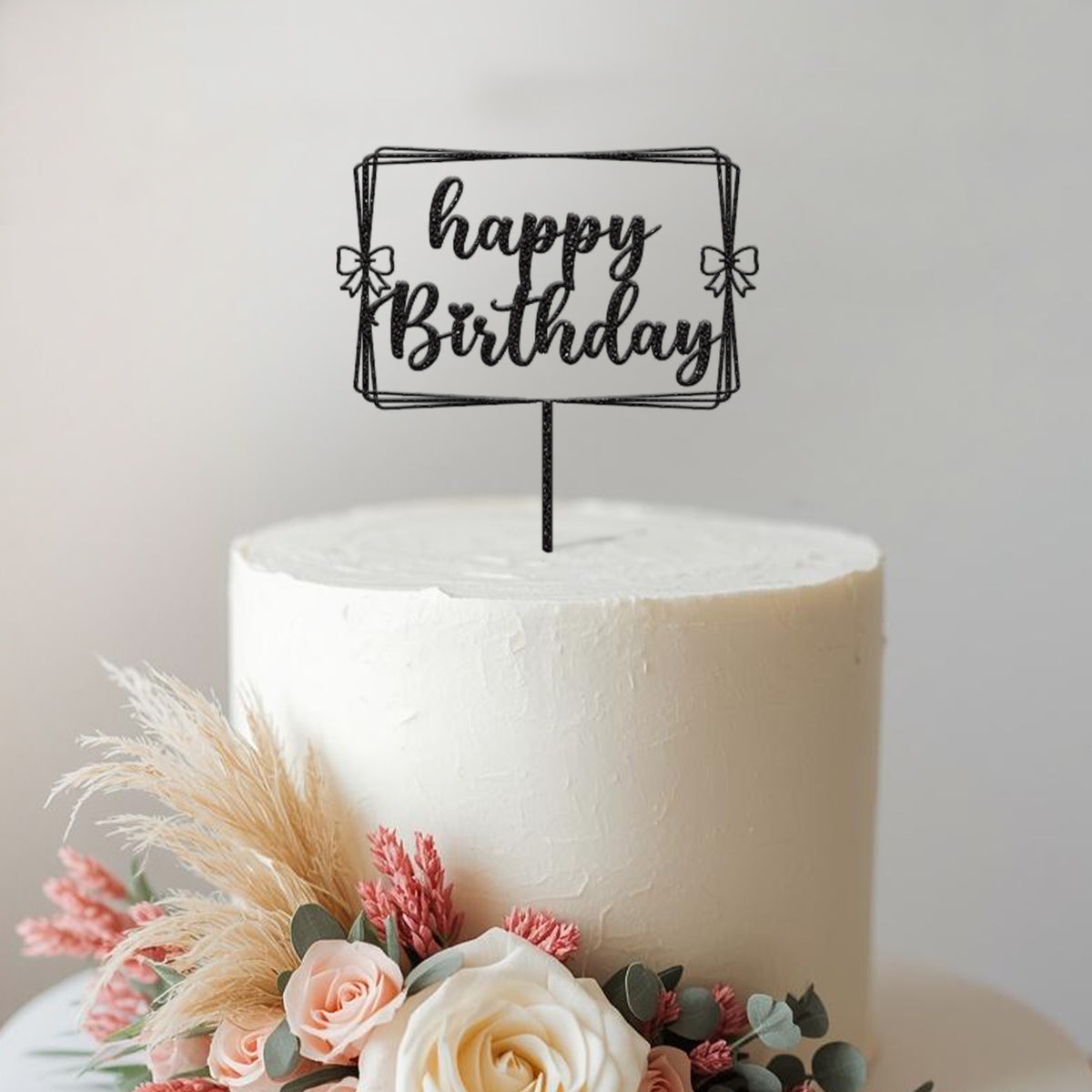 Happy Birthday Ribbon Frame Cake Topper - view 2
