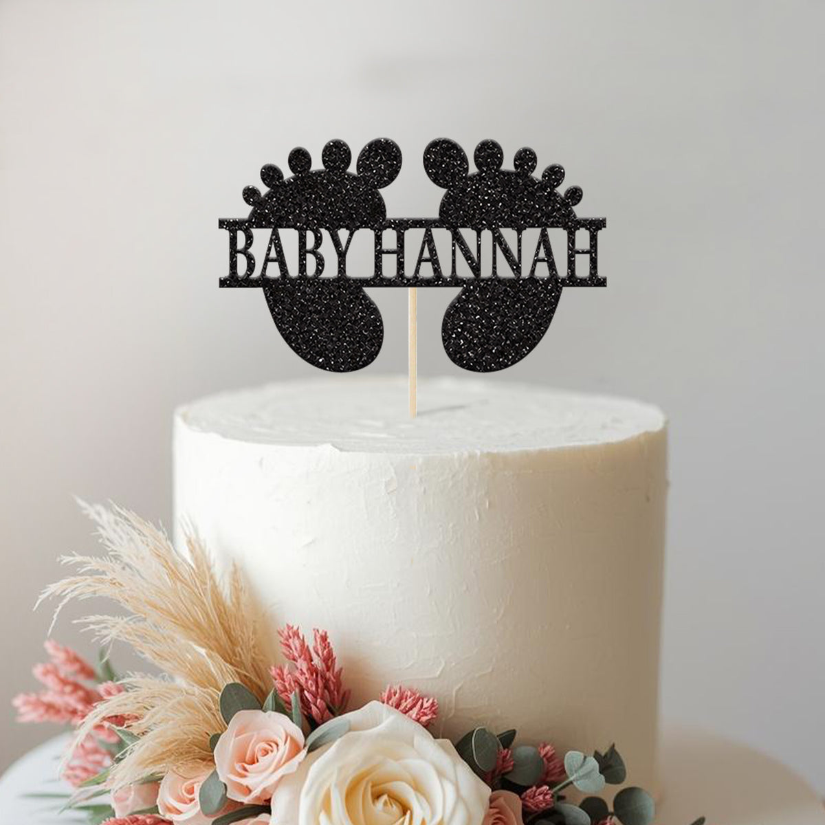 Personalised Baby Feet Cake Topper with Name - view 2 Main image