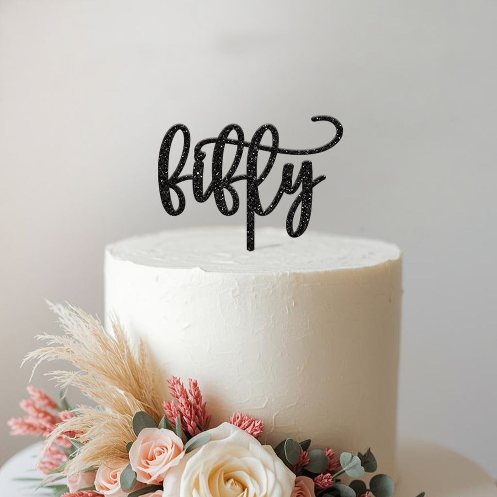 Fifty Script 50th Birthday Cake Topper - view 2