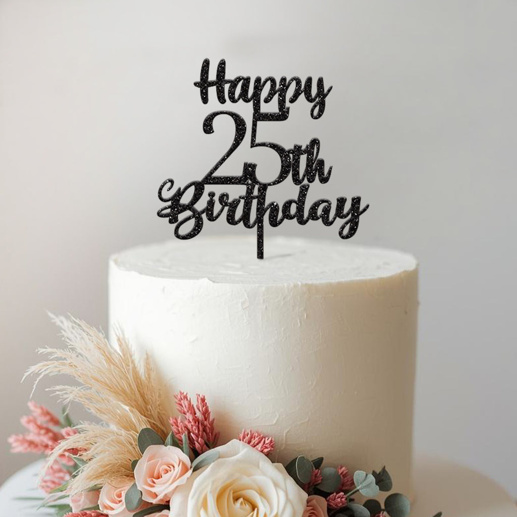 Happy 25th Birthday Script Cake Topper - view 2
