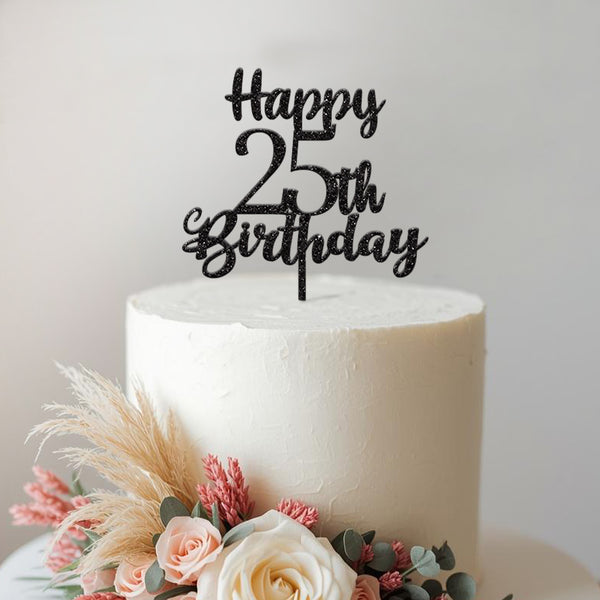 Happy 25th Birthday Script Cake Topper - view 2