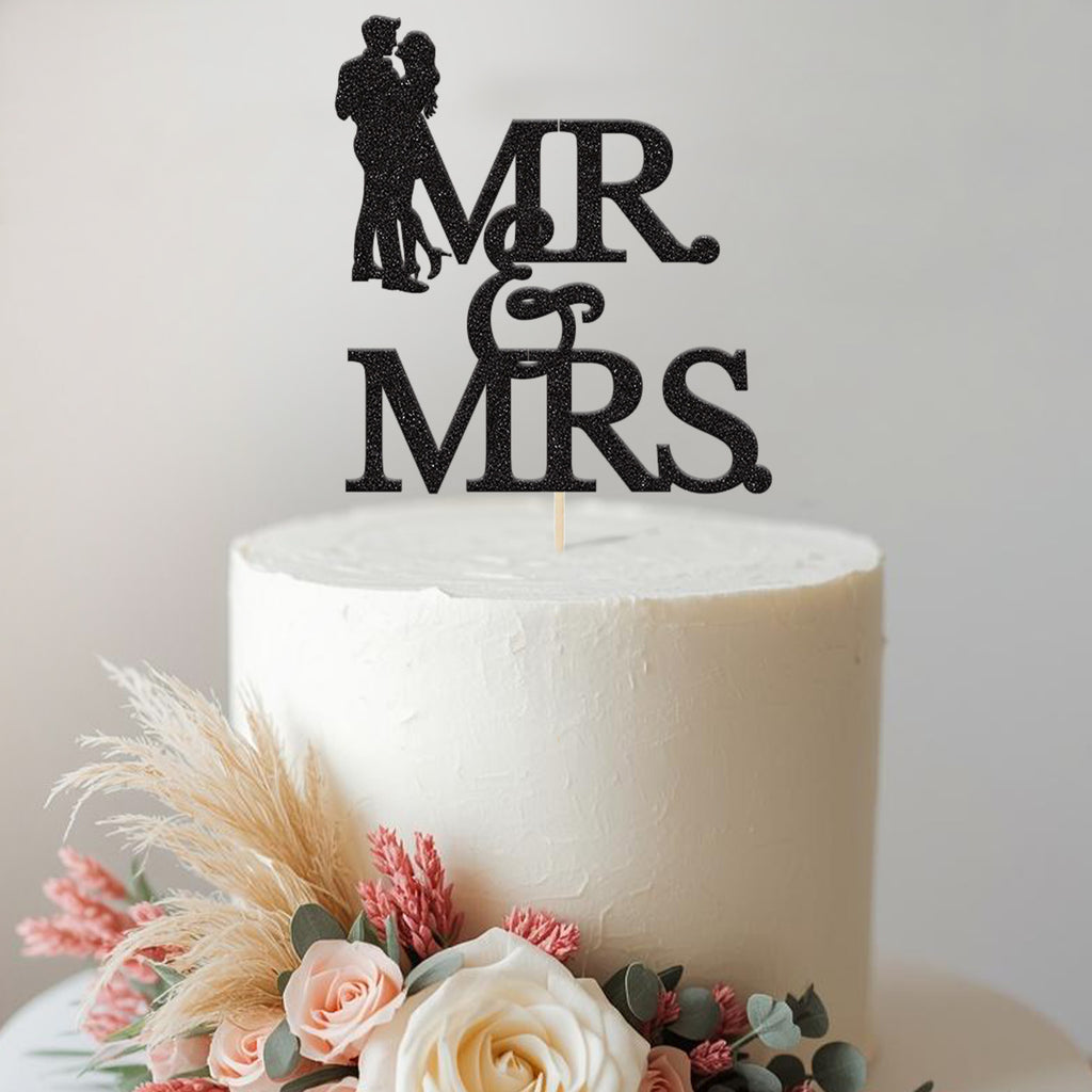 Mr and Mrs Wedding Couple Cake Topper - view 2