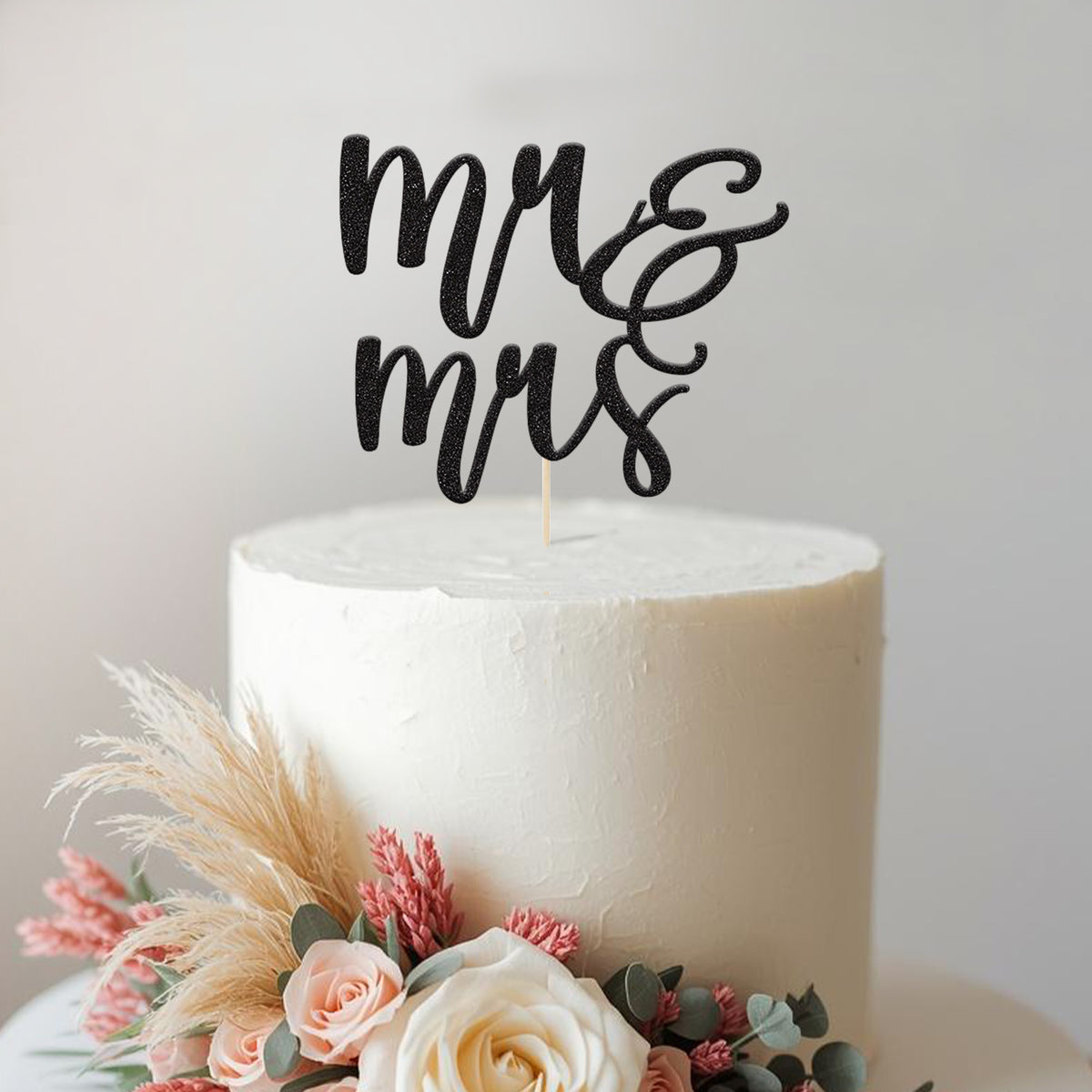 Mr & Mrs Stacked Script Wedding Cake Topper - view 2